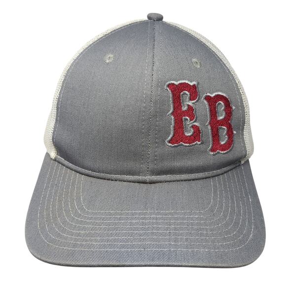 EB Logo Snapback Trucker Hat Gray One Size Adjustable Mesh Back Port Authority - Picture 1 of 9